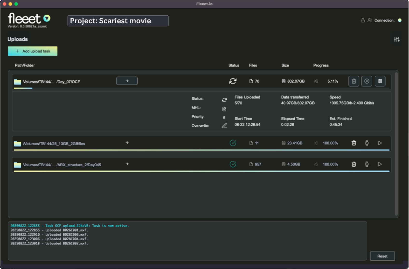 The Fleeet media transfer interface